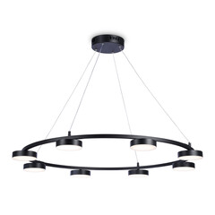 Светильник светодиодный подвесной с пультом FL51763/1+8 BK черный 3000K/4200K/6400K 67W D1000*1000 (ПДУ ИК), фото 