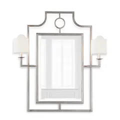 Серебряное настенное зеркало "Эван" с бра, фото 