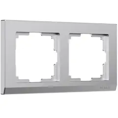 Рамка на 2 поста Stark (серебряный матовый) W0021865, фото 