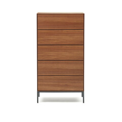 Vedrana Комод с 5 ящиками из орехового шпона со стальными ножками 60 x 114 см La Forma (ex Julia Grup) 157275, фото 