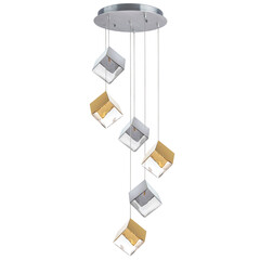 805569 Люстра QUBICA 6х2W(led) G4 12V ЗОЛОТО/ХРОМ/ПРОЗРАЧНЫЙ, фото 