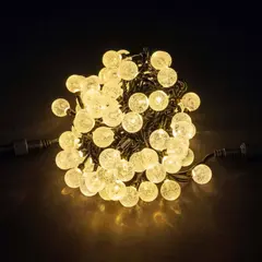 Гирлянда «Шарики» 10м Тепло-Белая 9В, Диаметр Шарика 23мм, 100 LED, Провод Черный ПВХ, IP54 PCS-100B-WW, фото 