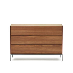 Vedrana Комод с 3 ящиками из орехового шпона со стальными ножками 110 x 75 см La Forma (ex Julia Grup) 157279, фото 