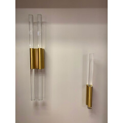 Настенный светодиодный светильник Forstlight Tube brass 2 латунь, 620*30мм, рассеиватель прозрачный 3000К, 12W, 220V, фото 