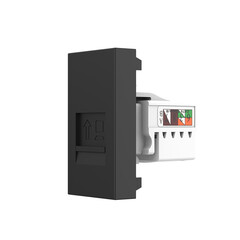Механизм розетки интернет RJ-45 чёрный, фото 