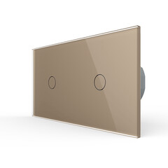 Двухклавишный импульсный сенсорный выключатель (1-1) золотой, фото 