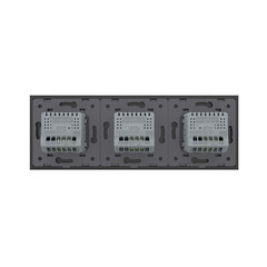 Трёхклавишный сенсорный выключатель (1-1-1) чёрный, фото 