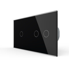 Трёхклавишный импульсный сенсорный выключатель (1-2) чёрный, фото 