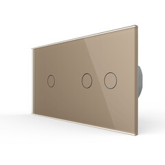 Трёхклавишный импульсный сенсорный выключатель (1-2) золотой, фото 