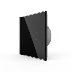 Двухклавишный импульсный сенсорный выключатель чёрный, фото 