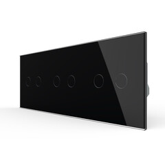 Шестиклавишный сенсорный выключатель для штор (2-2-2) чёрный, фото 