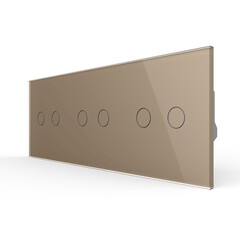 Шестиклавишный сенсорный выключатель (2-2-2) золотой, фото 