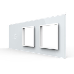 Рамка для сенсорных выключателей тройная, 1 клавиша, 2 розетки (1-0-0) белая, фото 