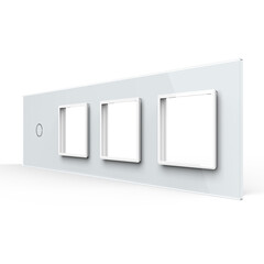 Рамка для сенсорных выключателей четверная, 1 клавиша, 3 розетки (1-0-0-0) белая, фото 