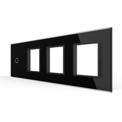 Рамка для сенсорных выключателей четверная, 1 клавиша, 3 розетки (1-0-0-0) чёрная, фото 