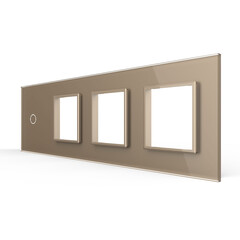 Рамка для сенсорных выключателей четверная, 1 клавиша, 3 розетки (1-0-0-0) золотая, фото 