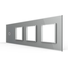 Рамка для сенсорных выключателей четверная, 1 клавиша, 3 розетки (1-0-0-0) серая, фото 