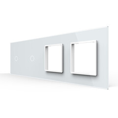Рамка для сенсорных выключателей четверная, 2 клавиши, 2 розетки (1-1-0-0) белая, фото 