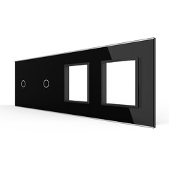 Рамка для сенсорных выключателей четверная, 2 клавиши, 2 розетки (1-1-0-0) чёрная, фото 