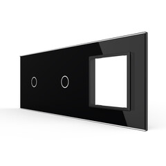 Рамка для сенсорных выключателей тройная, 2 клавиши, 1 розетка (1-1-0) чёрная, фото 