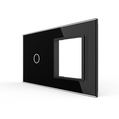 Рамка для сенсорных выключателей двойная, 1 клавиша, 1 розетка (1-0) чёрная, фото 