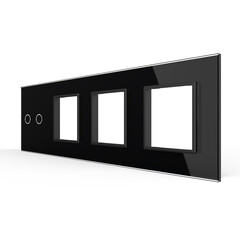 Рамка для сенсорных выключателей четверная, 2 клавиши, 3 розетки (2-0-0-0) чёрная, фото 