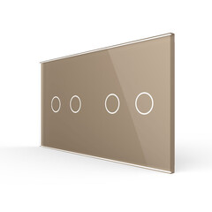 Рамка для сенсорных выключателей двойная, 4 клавиши (2-2) золотая, фото 