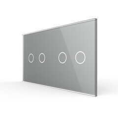 Рамка для сенсорных выключателей двойная, 4 клавиши (2-2) серая, фото 