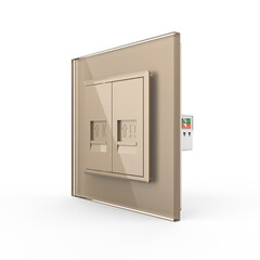 Розетка интернет и телефон золотая, фото 