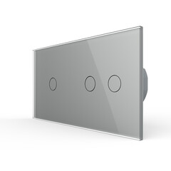 Трёхклавишный импульсный сенсорный выключатель (1-2) серый, фото 
