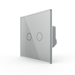 Двухклавишный сенсорный выключатель серый, фото 