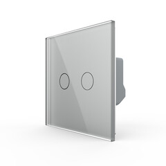 Двухклавишный сенсорный выключатель для штор серый, фото 