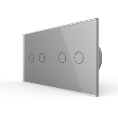 Четырёхклавишный импульсный сенсорный выключатель (2-2) серый, фото 