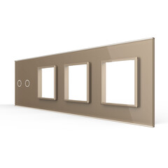 Рамка для сенсорных выключателей четверная, 2 клавиши, 3 розетки (2-0-0-0) золотая, фото 
