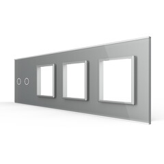 Рамка для сенсорных выключателей четверная, 2 клавиши, 3 розетки (2-0-0-0) серая, фото 