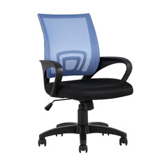 TopChairs Simple офисное голубое в обивке из текстиля с сеткой, механизм качания Top Gun, фото 