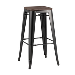 Tolix WOOD черный глянцевый, металл с порошковым покрытием, светлое дерево, металл, фото 