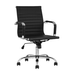 TopChairs City S офисное черное в обивке из экокожи, механизм регулирования по высоте и качания, фото 