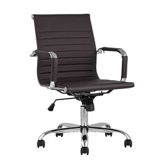 TopChairs City S офисное коричневое, обивка экокожа, механизм качания и регулировки по высоте, фото 