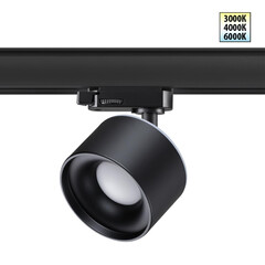 358977 PORT NT22 черный Трехфазный трековый светильник с переключ. цв. температуры IP20 LED 3000К\4000К\6000К 12W вниз + 3W вверх 110-265V GIRO, фото 