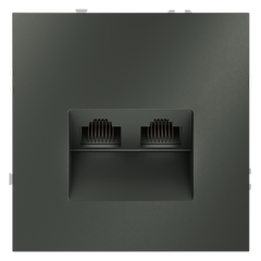 Розетка компьютерная встраиваемая VOLTUM S70 двойная RJ45+RJ45 кат.6, (титан) VLS060206, фото 