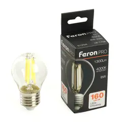 Лампа светодиодная Feron.PRO LB-1708 Шарик E27 1300LM 8W 175-265V 4000K 51254, фото 
