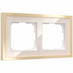 Рамка на 2 поста Baguette (айвори/латунь) W0022851, фото 