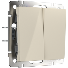 Выключатель двухклавишный проходной Werkel слоновая кость W1122003 4690389155628, фото 