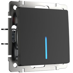 Выключатель одноклавишный с подсветкой Werkel черный матовый W1110108, фото 