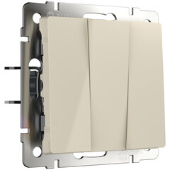 Выключатель трехклавишный слоновая кость Werkel W1130003, фото 