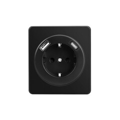 Розетка ROUND 1-ая с/з с/у з/ш 16А с USB A+C быстрой зарядки 5В/3А оникс KRANZ KR-78-0704-3, фото 