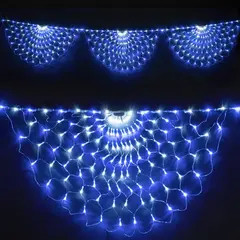 Светодиодная Сеть Радужная 3 x 0,5 м Бело-Синяя, 384 LED, Провод Прозрачный Силикон, IP65 LTC RNL384-5W-10-2WB, фото 