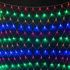 Светодиодная Сеть 2 x 3 м Разноцветная  220В, 384 LED, Провод Прозрачный ПВХ, IP54 LTC NTL384M-10-2M, фото 