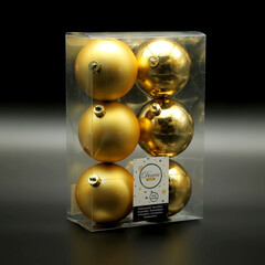 Набор Елочных Шаров 6 шт Светло-Золотые, Ø8 см 9022050, фото 